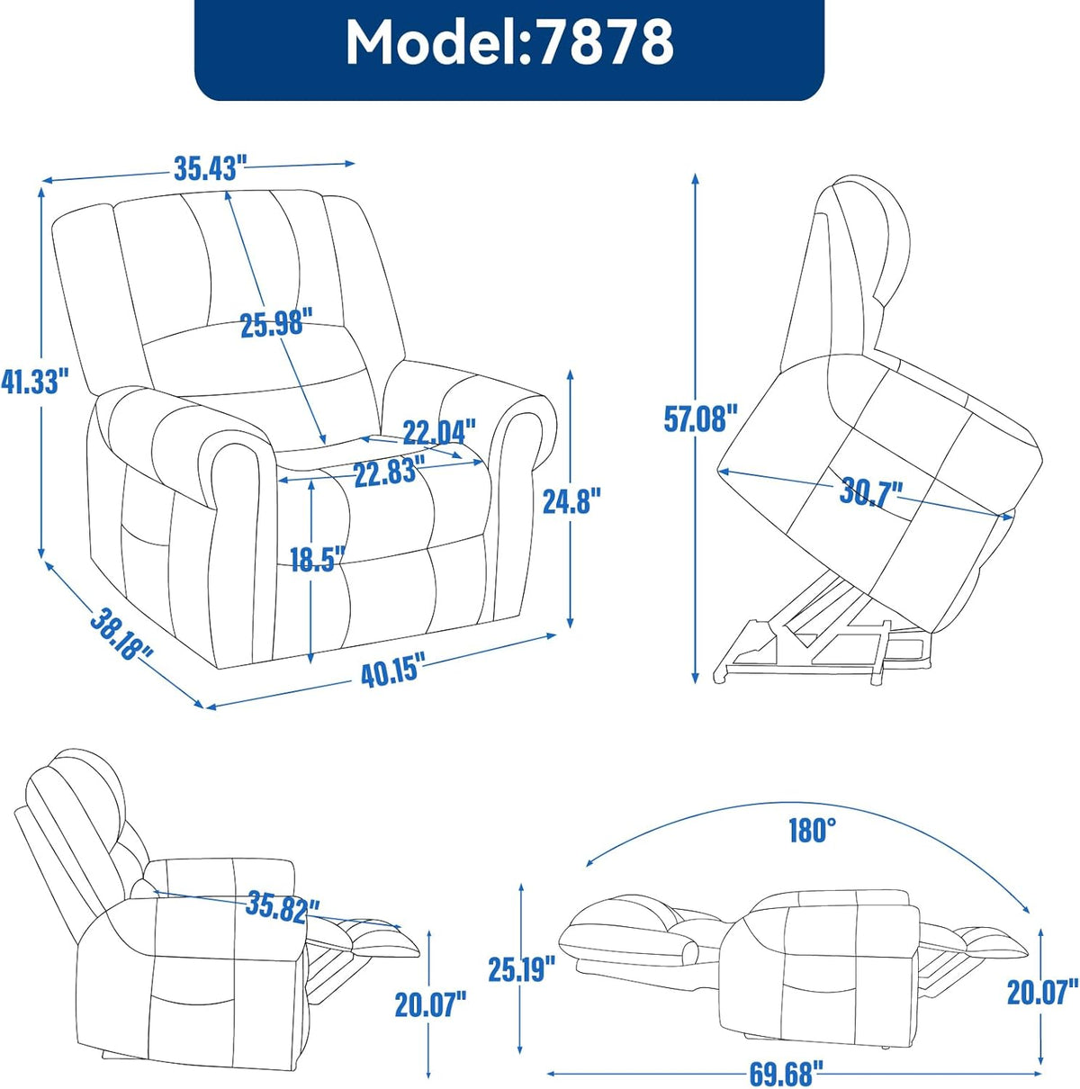 Brown Genuine Leather Power Lift Recliner Chair with Heat Massage M553795