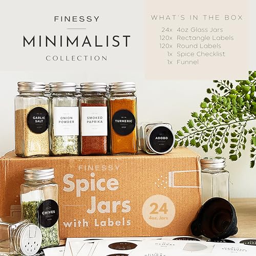 4 oz Clear Empty Spice Jars with Labels and Shaker Lids S2623