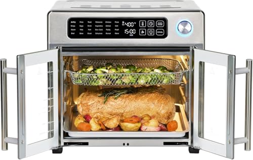 Extra Large French Door Air Fryer Toaster Oven Combo, Stainless Steel, 26QT Capacity O7322