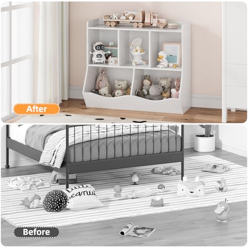 Kids Bookshelf and Bookcase Toy Storage Multi Shelf with Cubby Organizer Cabinet H61308