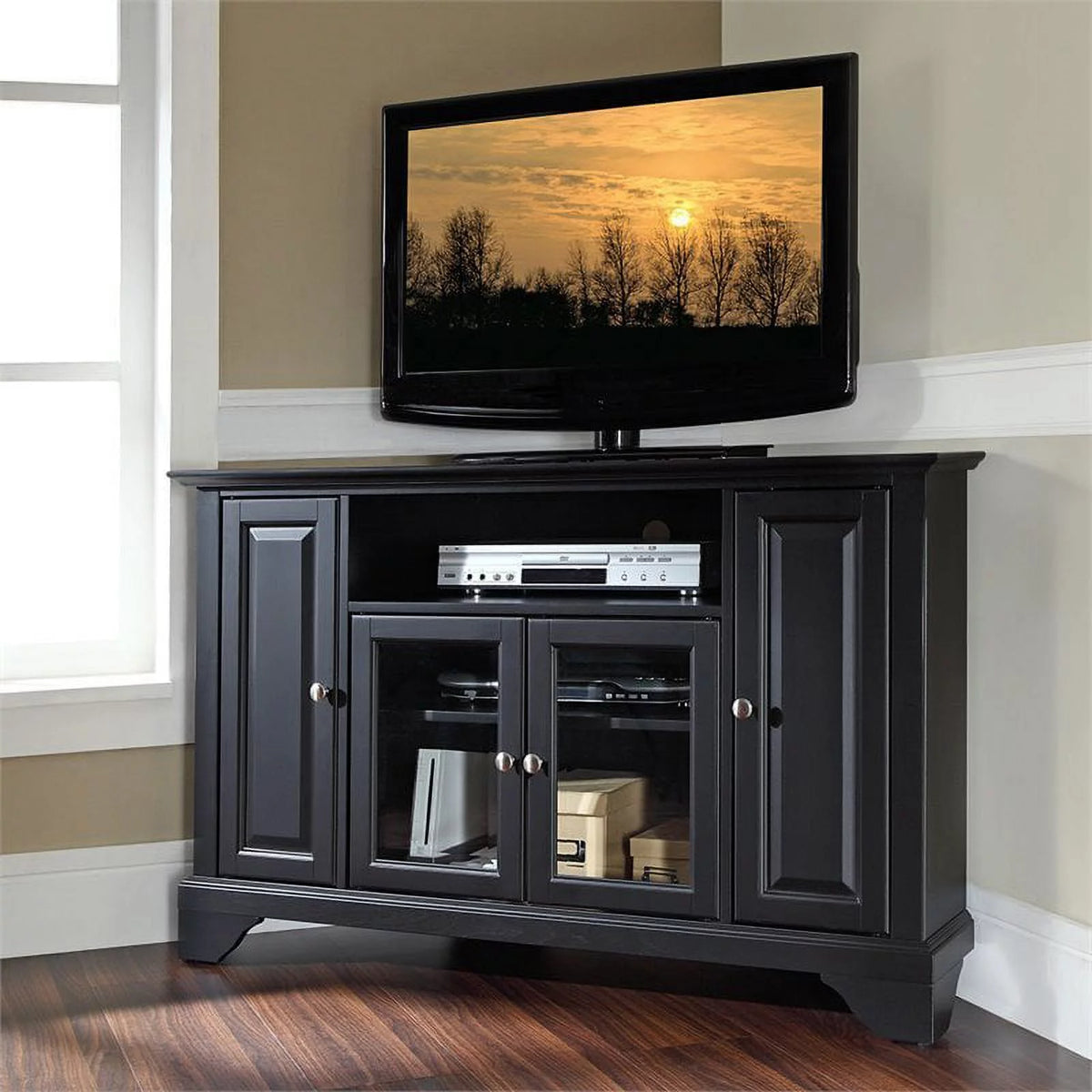 Black Corner TV Stand O53579