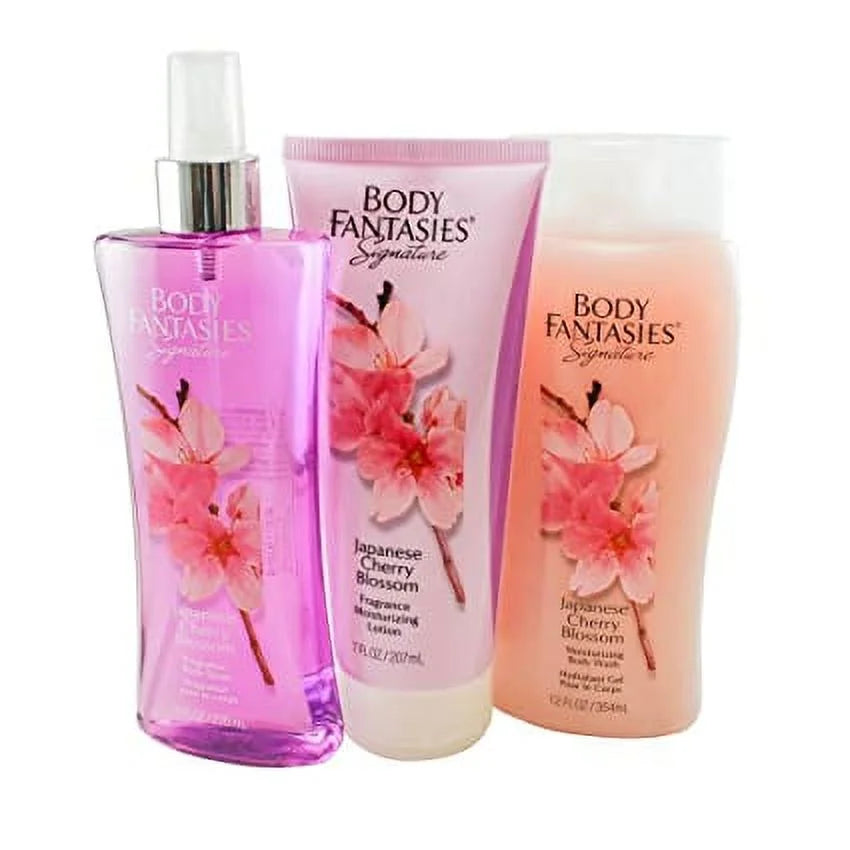 Japanese Cherry Blossom Body Spray 8 Oz & Body Lotion 7 Oz & Body Wash 12 Oz P33307