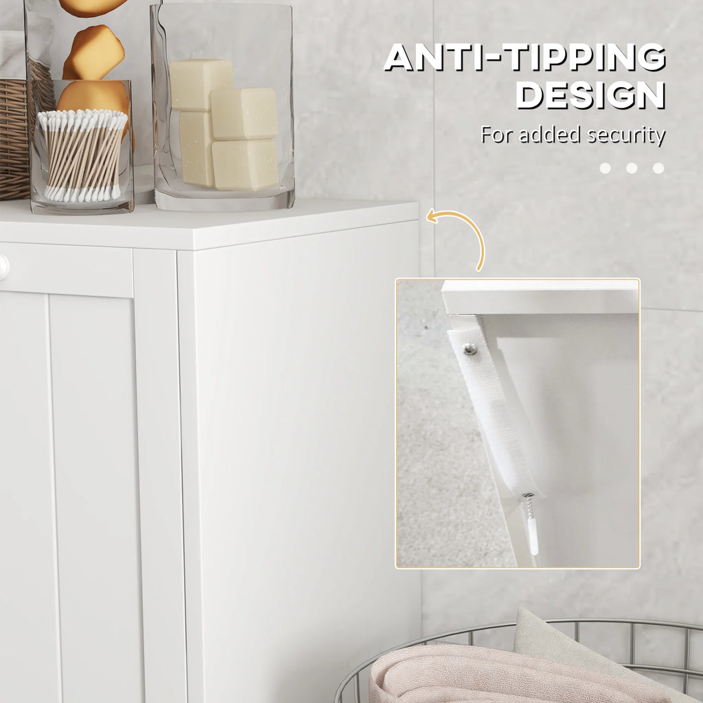 White Tilt-out Laundry Storage Cabinet with 2 Hamper Compartments K2013