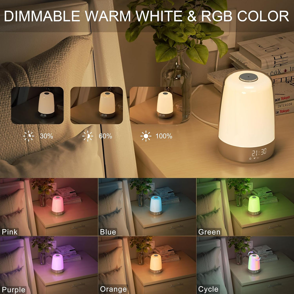 Dimmable Touch Sunrise Alarm Clock with 6 RGB Colors 5 Nature Sounds K171