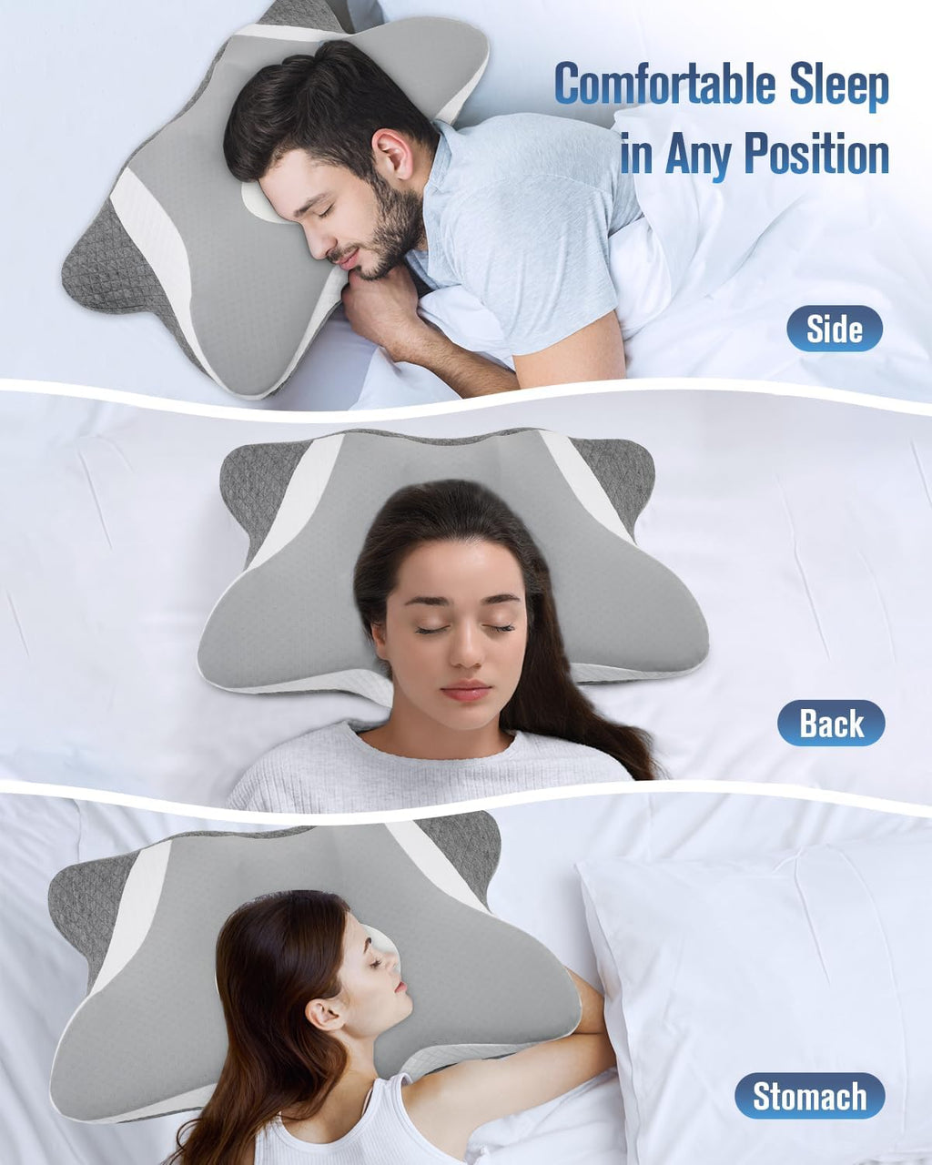 Ergonomic Memory Foam Cervical Neck Pillow with Cooling Pillowcase P56260