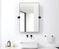 Black Aluminum Alloy Frame Pivot Rectangle Bathroom Mirror P439137
