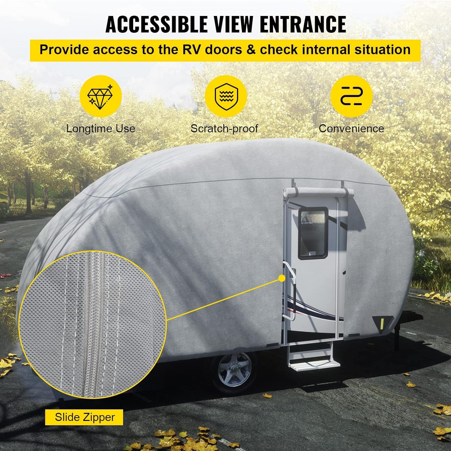Upgraded Non-Woven 4 Layers Teardrop Trailer Cover with Storage Bag I402497