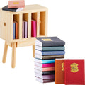 13 Pieces 1:12 Scale Miniature Dollhouse Books with Wooden Rack Bookshelf G6020