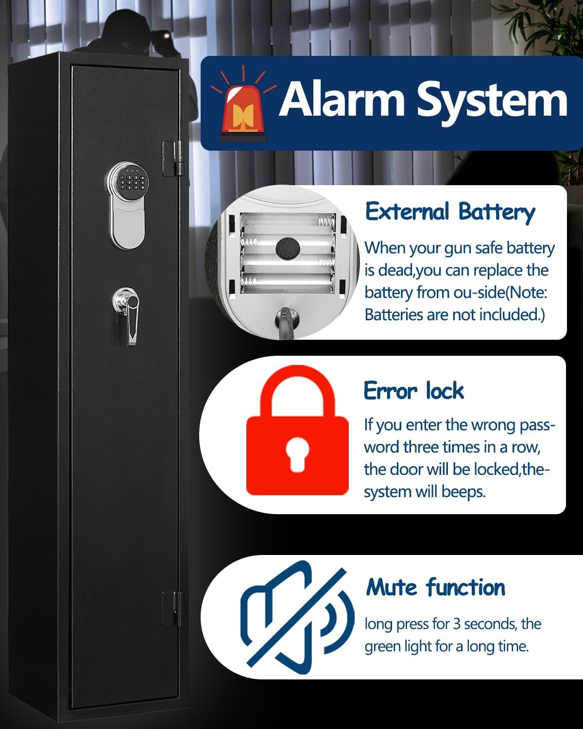 5-6 Gun Safe with Removable Shelfs and 3 Pistol Pocket S20134