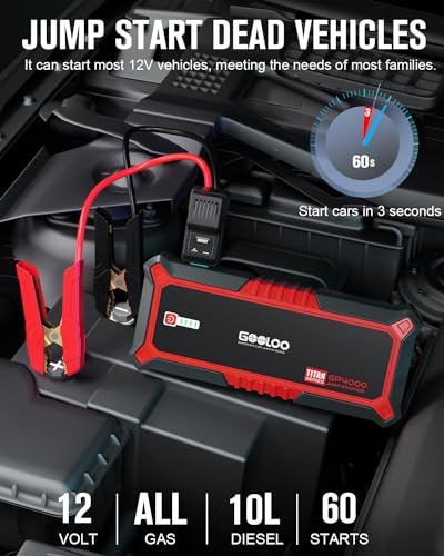 4000A Peak Car Battery Jump Starter with Jumper Cable S60312