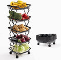 5 Tier Foldable Rolling Storage Cart with Lockable Wheels B1205