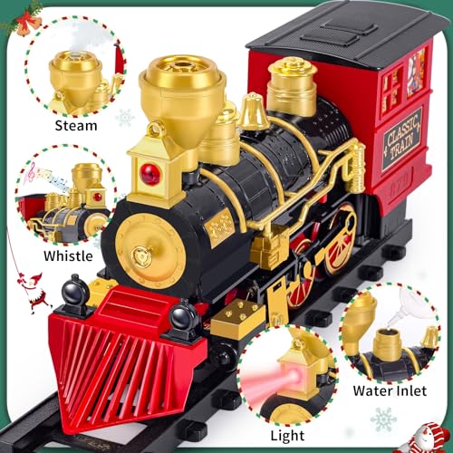 Electric Train Toy with Steam Locomotive, Tracks, Lights & Sound X5303