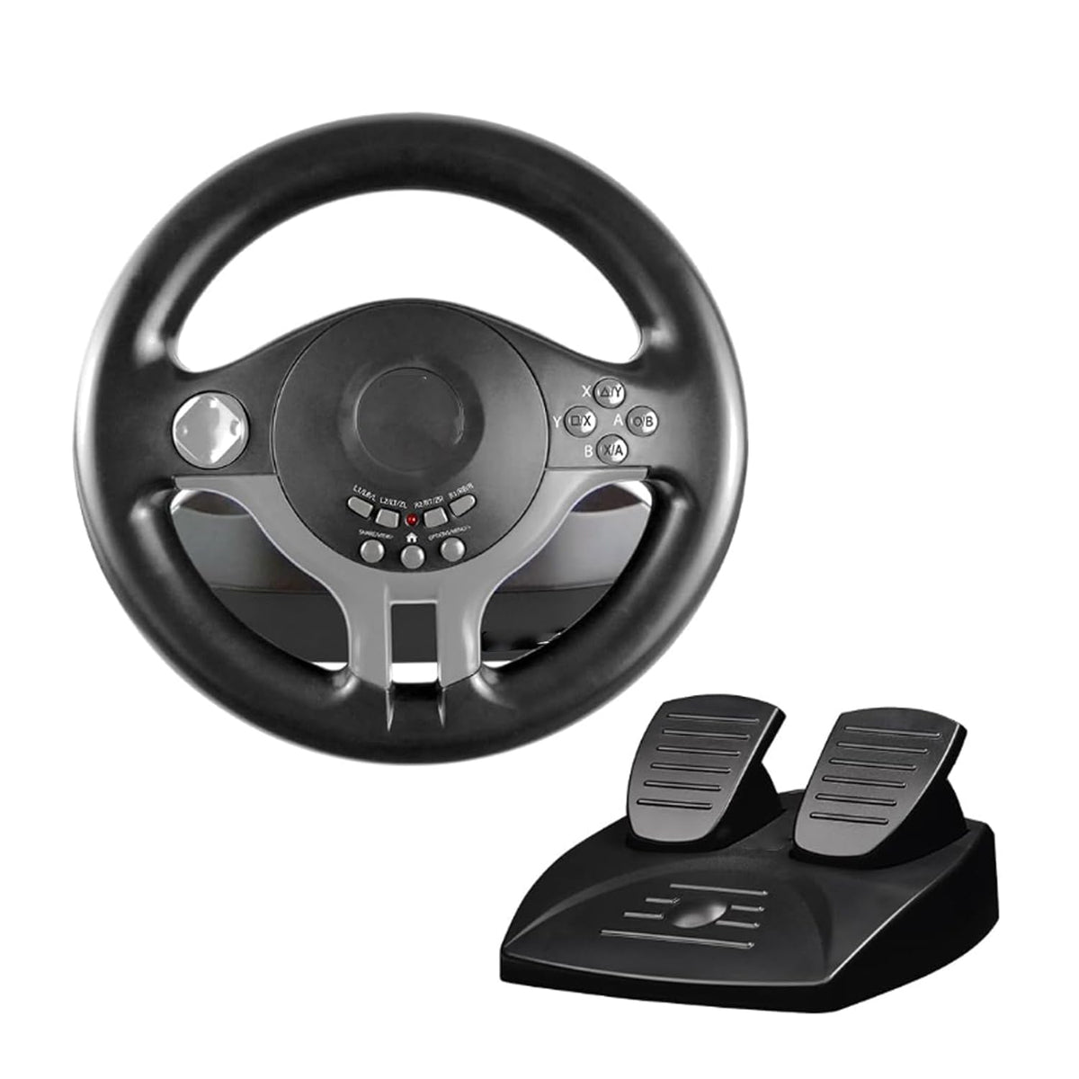Black PC Racing Steering Wheel With Pedals And Gearshift Paddles M873