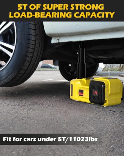 5 Ton 12V Electric Car Jack with E-Impact Wrench, Tire Inflator Pump and LED Light A124