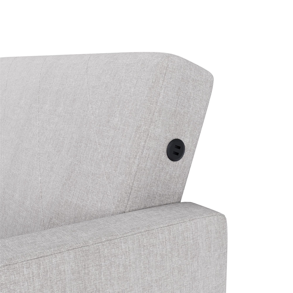 Light Gray Linen Convertible Sofa Bed with USB Port J915393