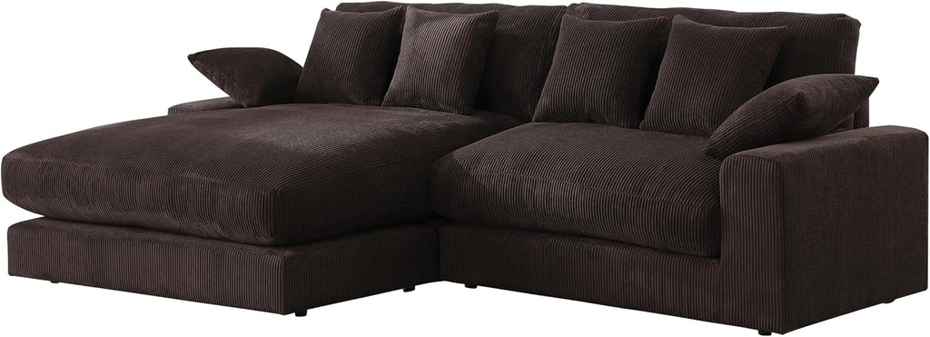 Oversized Corduroy L Shaped Sectional Sofa with Chaise Lounge E691