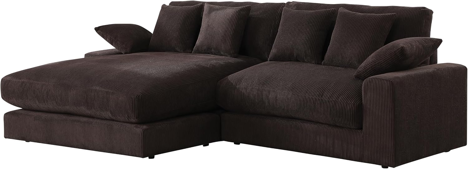 Oversized Corduroy L Shaped Sectional Sofa with Chaise Lounge E691