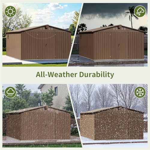 Brown Steel Outdoor Storage Shed R7282