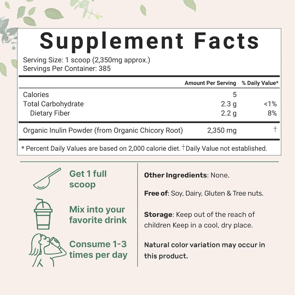 Organic Chicory Root Inulin Powder, 2 Pounds Y852