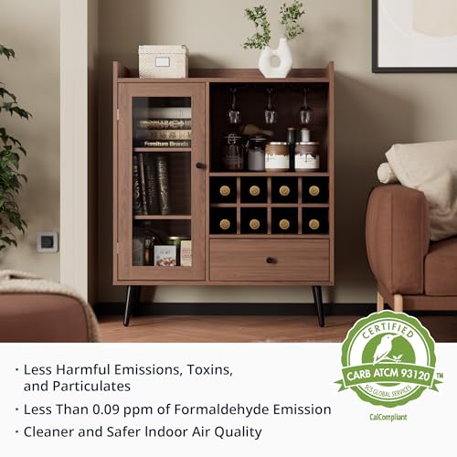 Brown Wood Coffee Bar Cabinet with Storage F94409