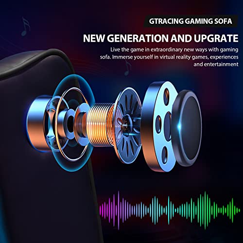 Black Gaming Recliner Chair with Bluetooth Speakers Racing Style Single Sofa O45678