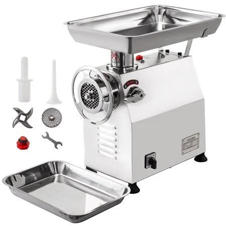 Commercial Meat Grinder 770lbs/h Electric 2200W Stainless Steel with 2 Grinding Heads & 2 Blades Y450536
