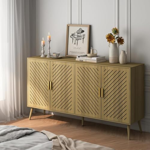 4 Doors Wood Sideboard Cabinet with Adjustable Shelves T560017