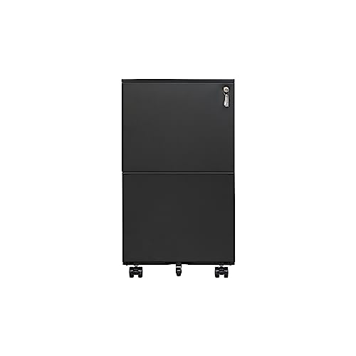 White 2-Drawer Rolling Metal File Cabinet with Lock Z247