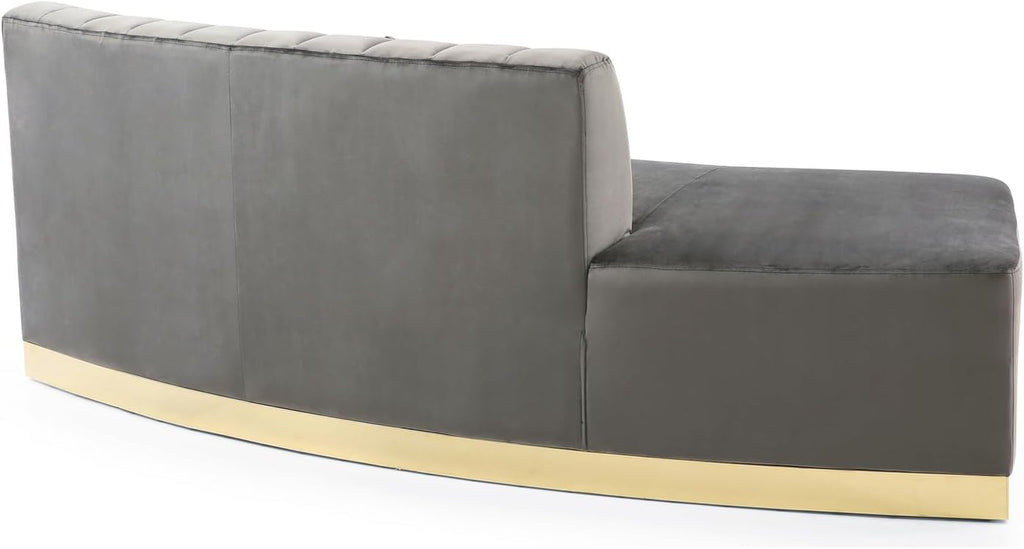 Dark Gray Armless Velvet Curved Sofa A57320