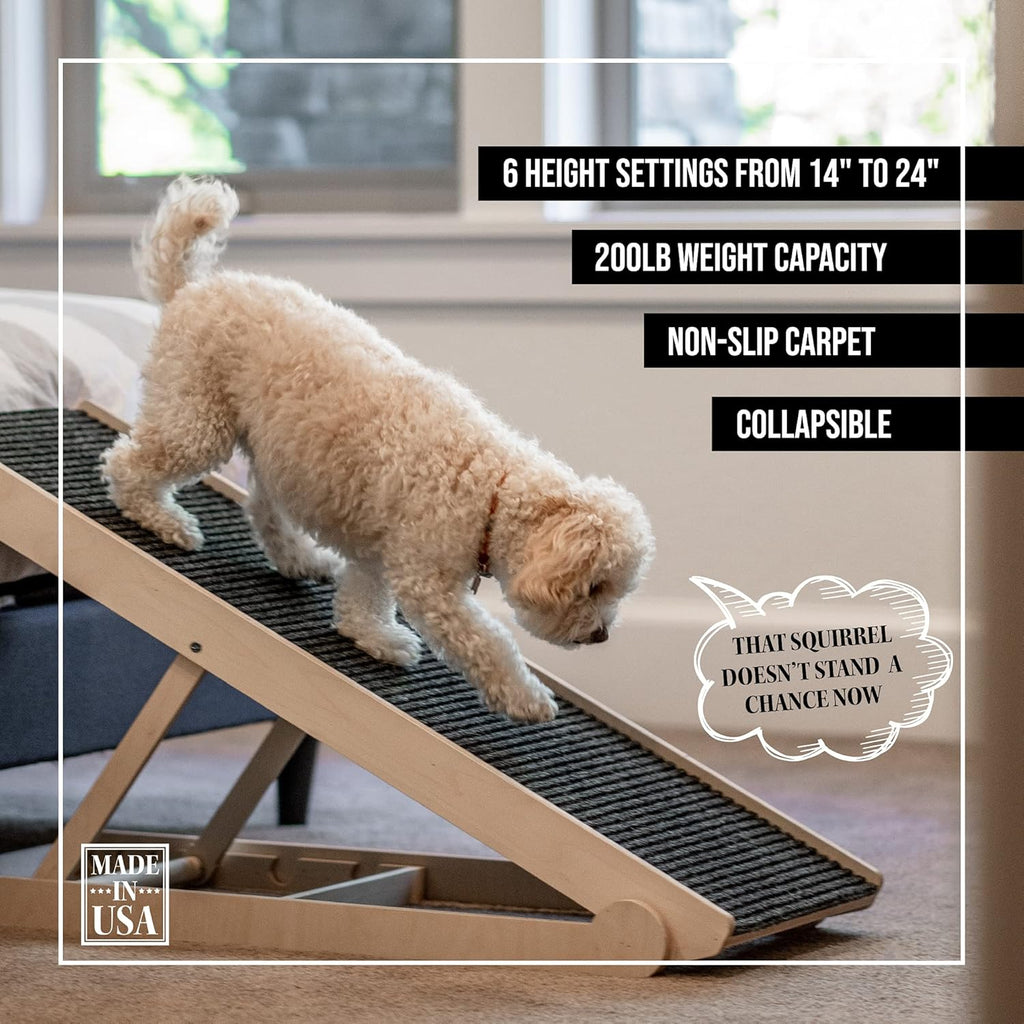 Adjustable Dog Ramp with Paw Traction Mat, 40" Long, 14” to 24”, Rated for 200LBS E948