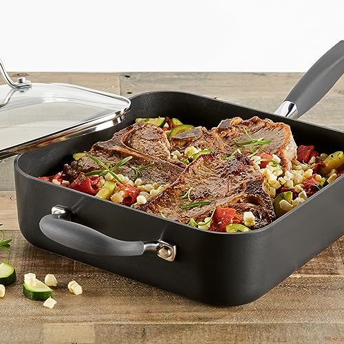 4 Quart Hard Anodized Nonstick Square Fry Pan with Helper Handle D133
