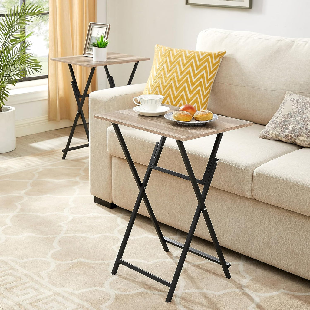 Rustic Brown Black TV Tray Table 2-Piece Portable Tables I753653