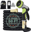 50FT Expandable Garden Hose with 9 Function Nozzle and Solid Brass Fittings Y555
