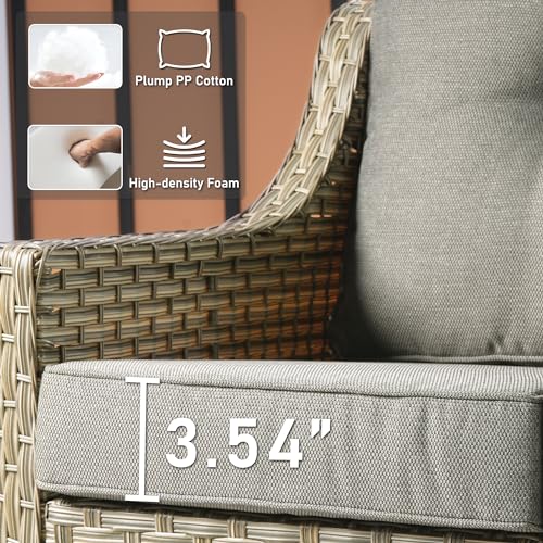 6 Piece Outdoor Wicker Patio Furniture Set with Fire Pit Table (Red) T35248