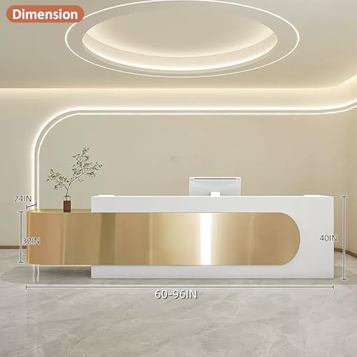 Reception Desk with LED Lights & Glass Top and Lockable Drawer (64IN) D2775