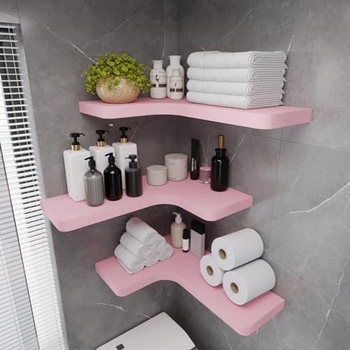 Black Solid Wood Corner Floating Shelves Set of 3 J596197