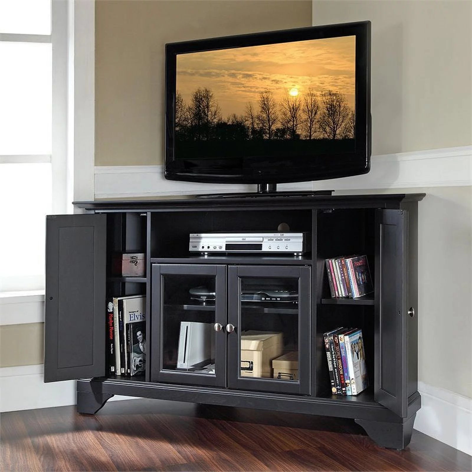 Black Corner TV Stand O53579