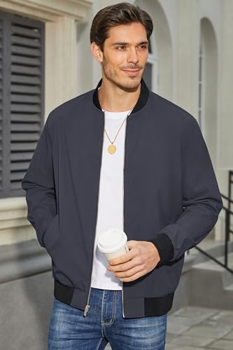 Men's Bomber Jacket Lightweight Full Zip Windbreaker L280543