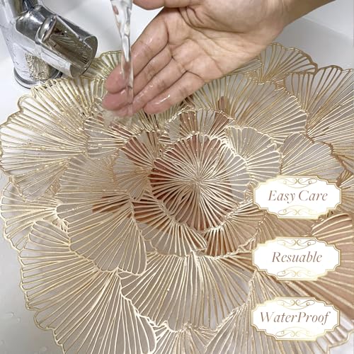 Set of 6 Gold Heat Resistant Vinyl Placemats A74710