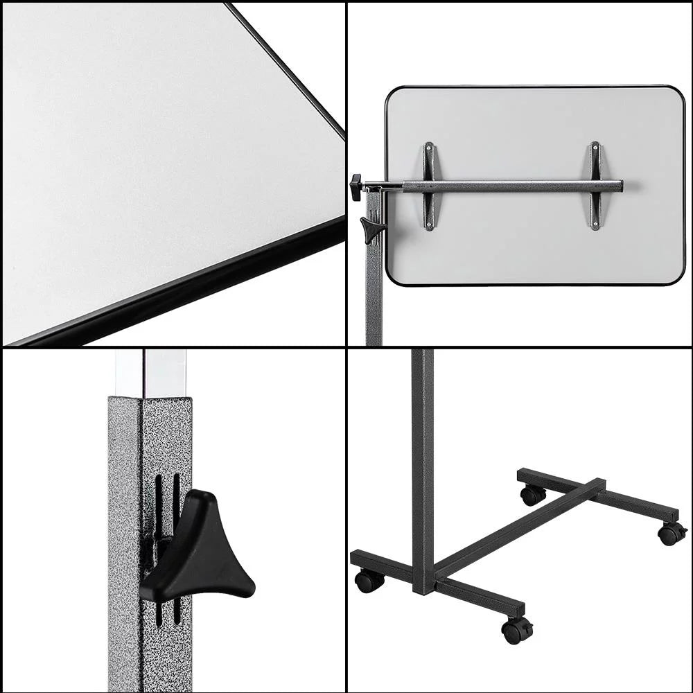 Adjustable Overbed Bedside Table with Wheels Gray L87134