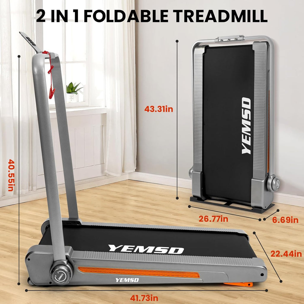 2 in 1 Foldable Treadmill with Incline, Walking Pad, 2.5HP, 330 LBS Weight Capacity Q222455