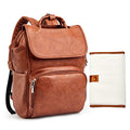 Brown Waterproof Large Leather Diaper Bag Backpack with Changing Mat T60930
