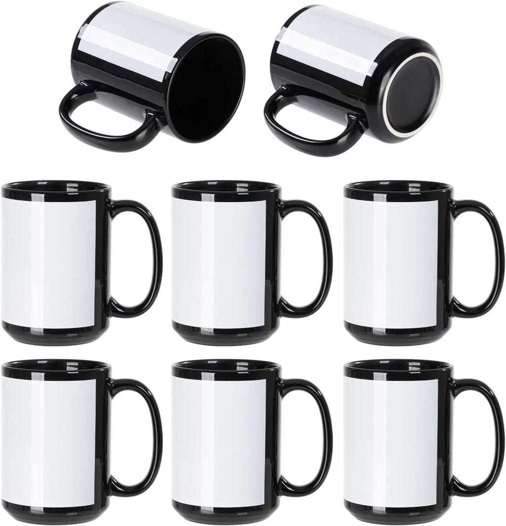 8 Pack 15 OZ Black Ceramic Sublimation Mugs H86900