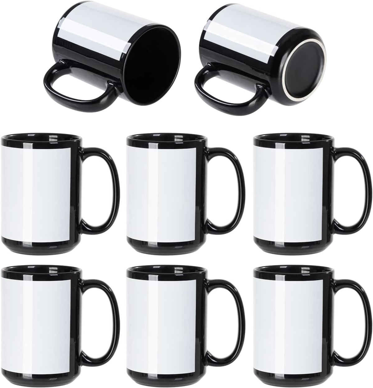 8 Pack 15 OZ Black Ceramic Sublimation Mugs H86900