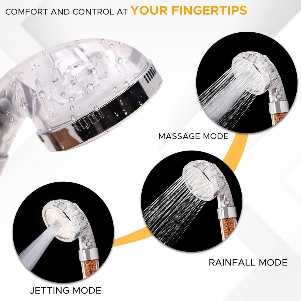 Shower Head with Triple Filtration Handheld Shower Head 3 Modes Adjustable Shower Head with Mineral Stones R45005