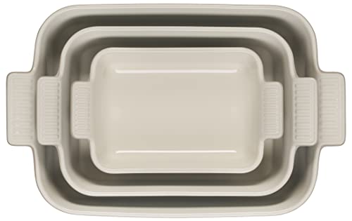 White Stoneware Rectangular Dishes Set of 3 C96848