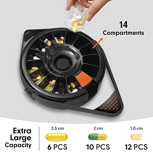 Weekly Pill Dispenser Organizer with 14 Large Compartments and Child-Proof Lock V579195