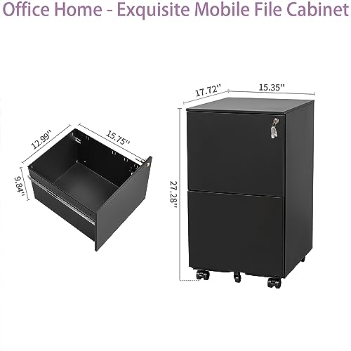 White 2-Drawer Rolling Metal File Cabinet with Lock Z247
