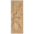36 in. x 84 in. 2-Panel Solid Core Prefinished Natural Knotty Alder Interior Barn Door Slab B437692
