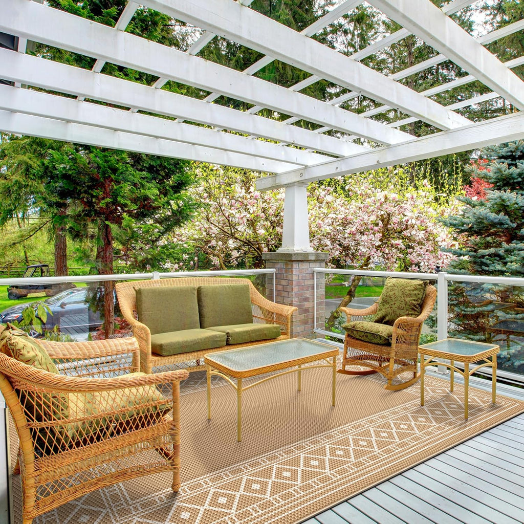 5' x 8' Waterproof Reversible Outdoor Plastic Straw Rug E7337